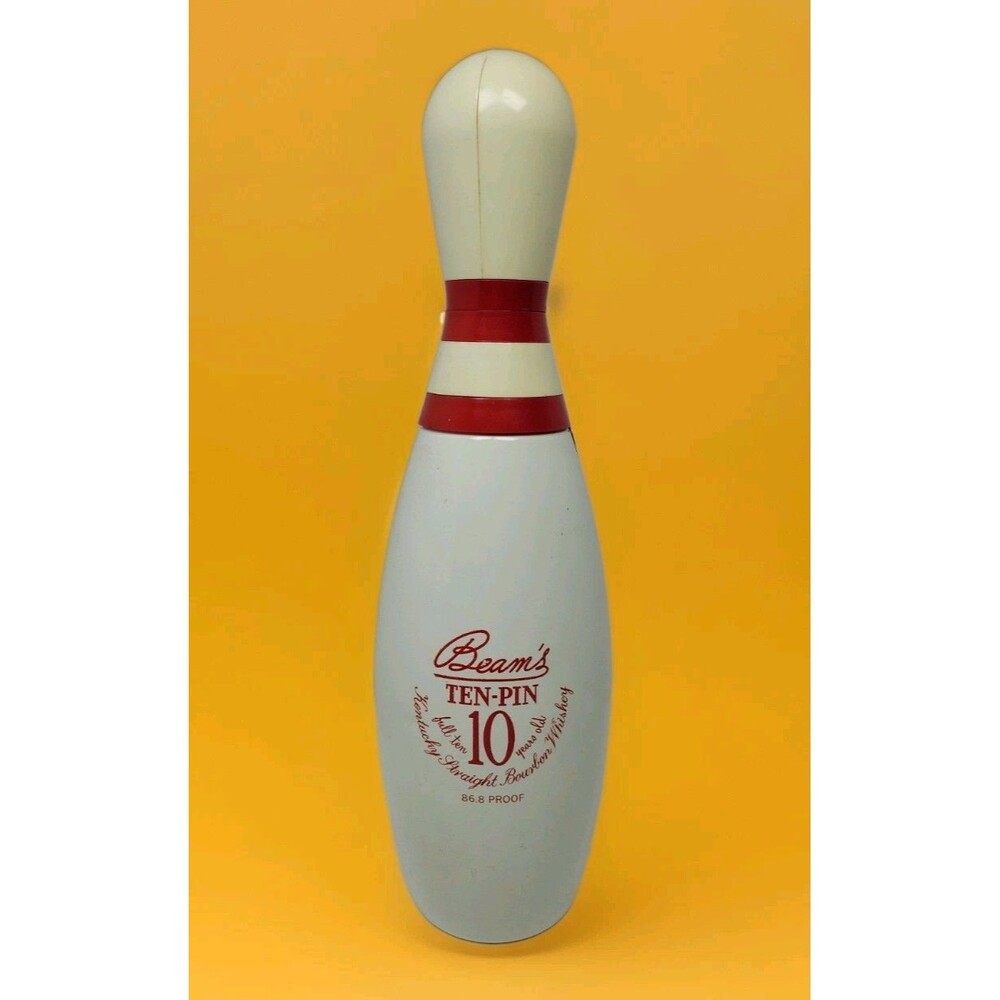 Jim Beam Bottle: Ten-Pin 10 Whiskey Bowling Ball Pin Decanter, Beam's EMPTY